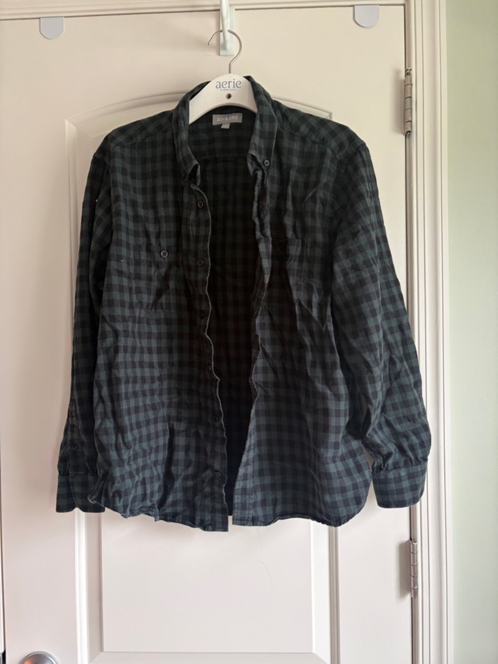 A&F Men's Green Plaid Button-Down Shirt